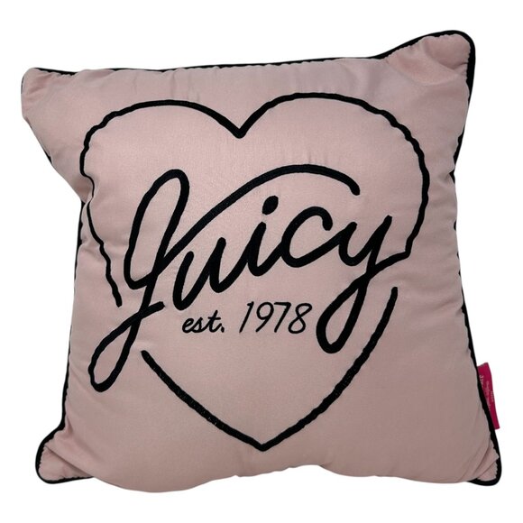 Juicy Couture Pink Throw Pillow Heart Home Decor Accent Logo Baddie Coquette Y2K - Picture 4 of 15